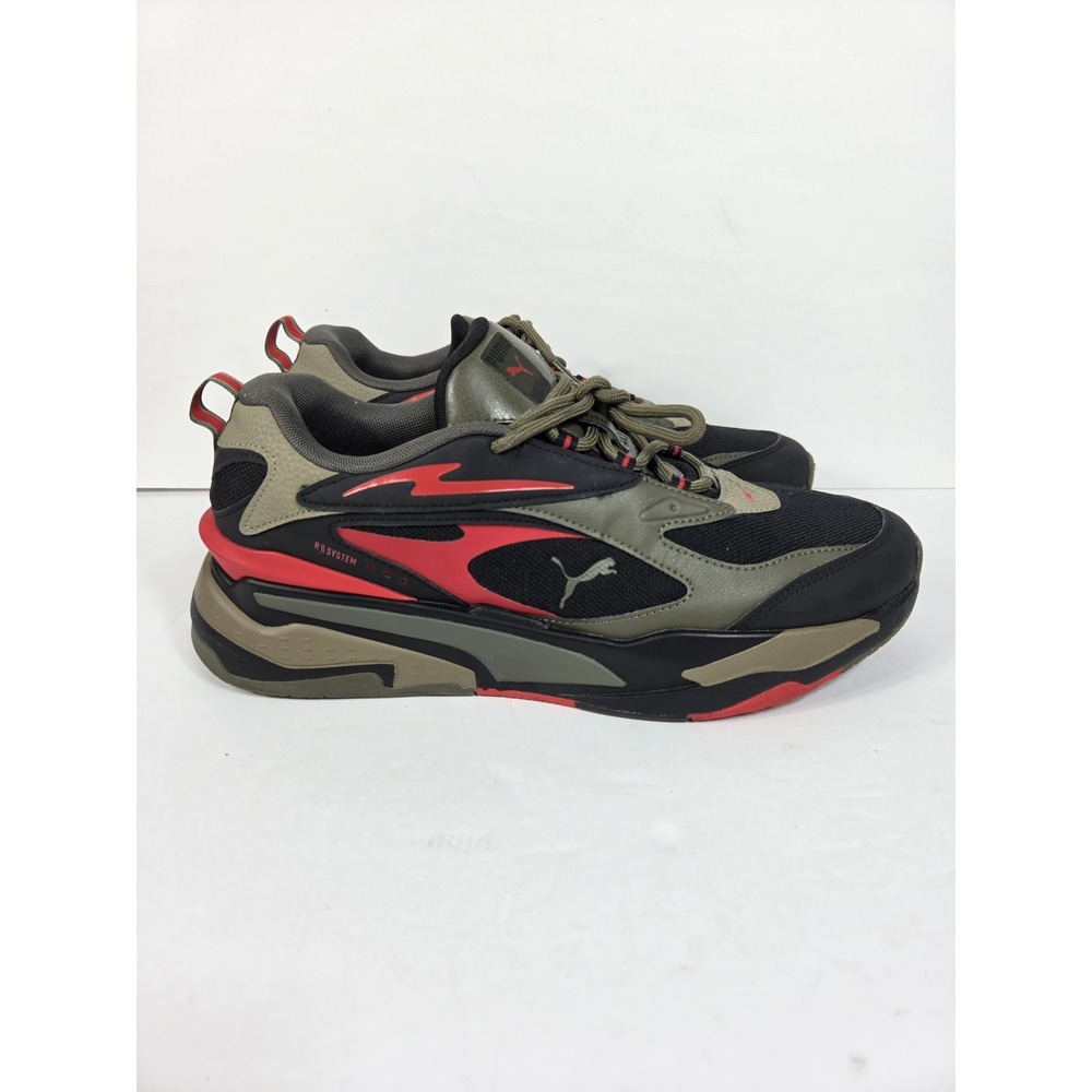 PUMA RS-Fast Tipoff Shoes Men 11.5 Black Covert Green High Risk Red